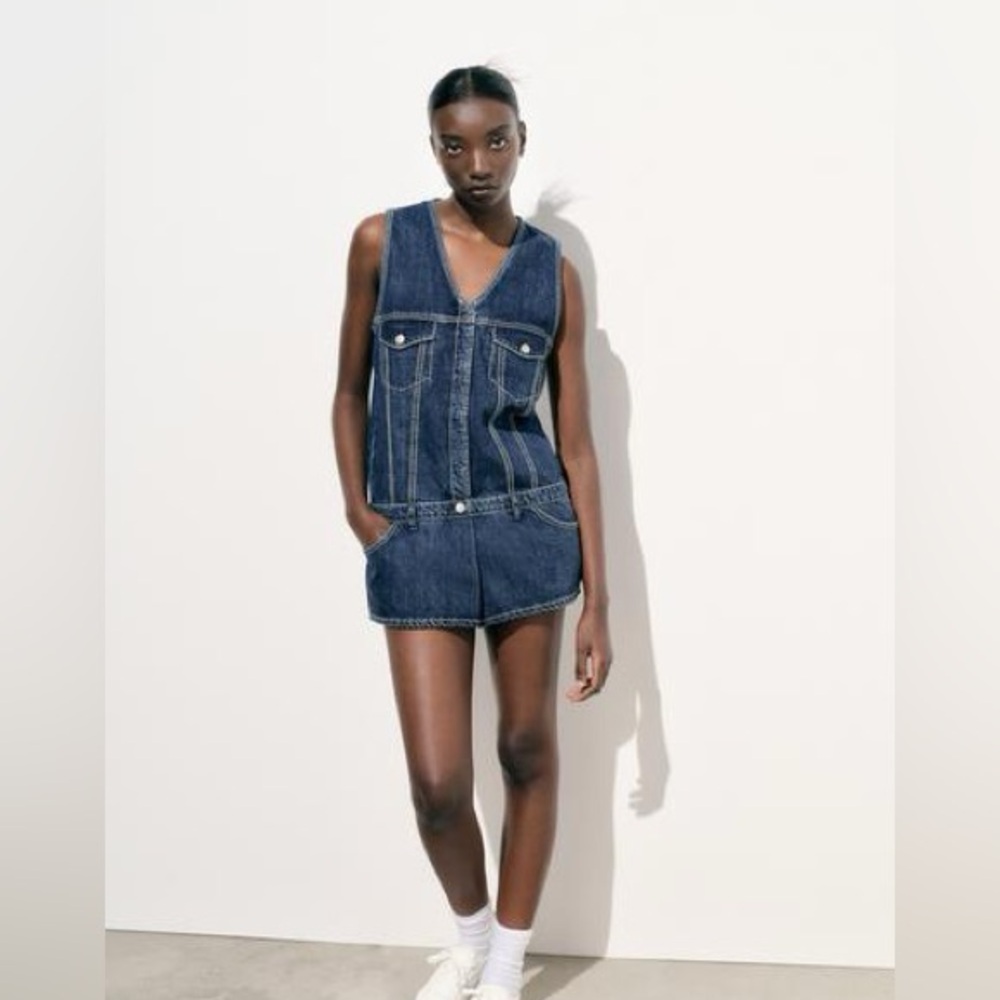 Zara TRF Denim Jumpsuit Dress